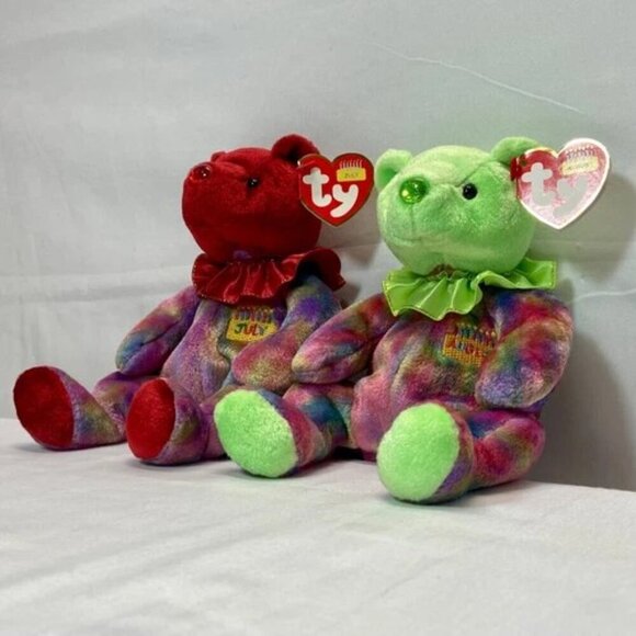 Ty Beanie Babies Birthday Bears July & August 2001 Birthstone Noses Retired EUC - Picture 16 of 16